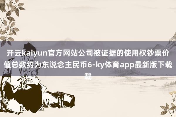 开云kaiyun官方网站公司被证据的使用权钞票价值总数约为东说念主民币6-ky体育app最新版下载