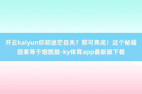 开云kaiyun你却迷茫自失？那可弗成！这个秘籍因素等于烟酰胺-ky体育app最新版下载