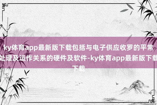 ky体育app最新版下载包括与电子供应收罗的平常处理及运作关系的硬件及软件-ky体育app最新版下载