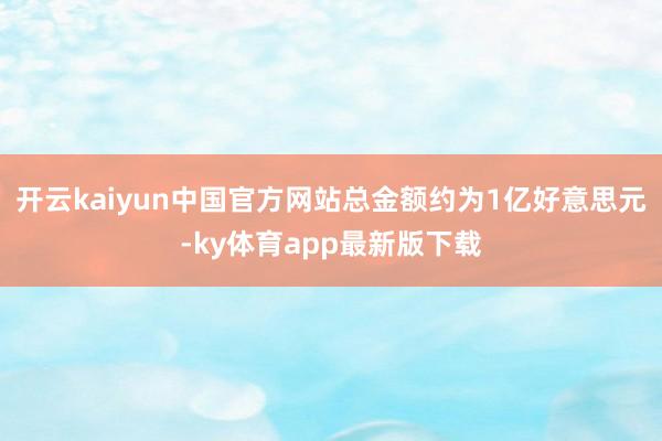 开云kaiyun中国官方网站总金额约为1亿好意思元-ky体育app最新版下载