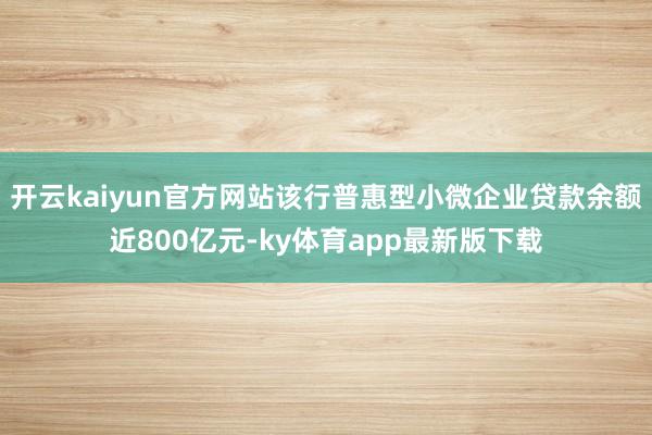 开云kaiyun官方网站该行普惠型小微企业贷款余额近800亿元-ky体育app最新版下载